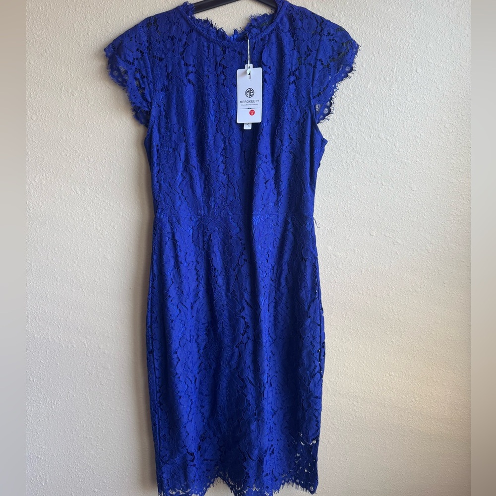 Elegant Blue Lace Dress